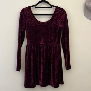 Velvet burgundy mini cocktail dress